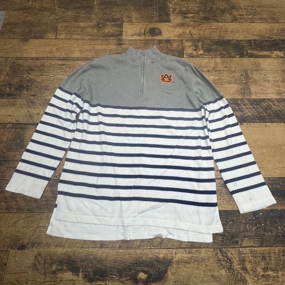 Gameday‎ Couture Auburn Tigers 1/4 Zip Striped Pullover Top XL FLAW**